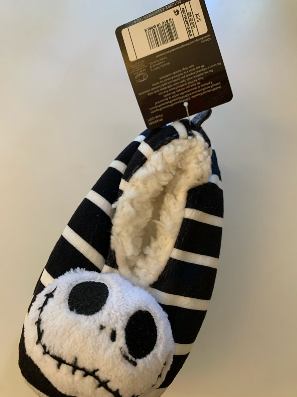 Disney Black & White Striped Kids Slippers with Jack Skellington Face